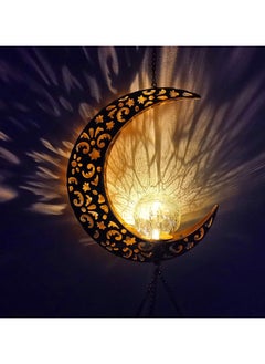 ARNOTEC Ramadan Mubarak Half Moon Solar Wind Chime - Iron and Glass Waterproof Decor with Solar LED Light Function - Hanging, Festive Mood Light, Outdoor Garden Decor and Light for Patio, Porch, Garden - Warm White Lighting  - Image 4