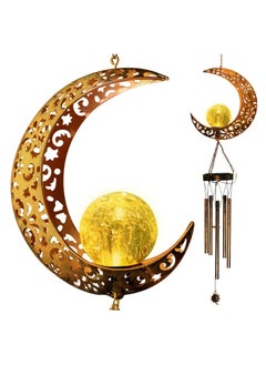 ARNOTEC Ramadan Mubarak Half Moon Solar Wind Chime - Iron and Glass Waterproof Decor with Solar LED Light Function - Hanging, Festive Mood Light, Outdoor Garden Decor and Light for Patio, Porch, Garden - Warm White Lighting  - Image 3