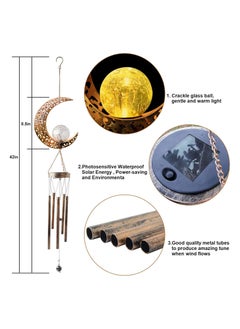 ARNOTEC Ramadan Mubarak Half Moon Solar Wind Chime - Iron and Glass Waterproof Decor with Solar LED Light Function - Hanging, Festive Mood Light, Outdoor Garden Decor and Light for Patio, Porch, Garden - Warm White Lighting  - Image 5