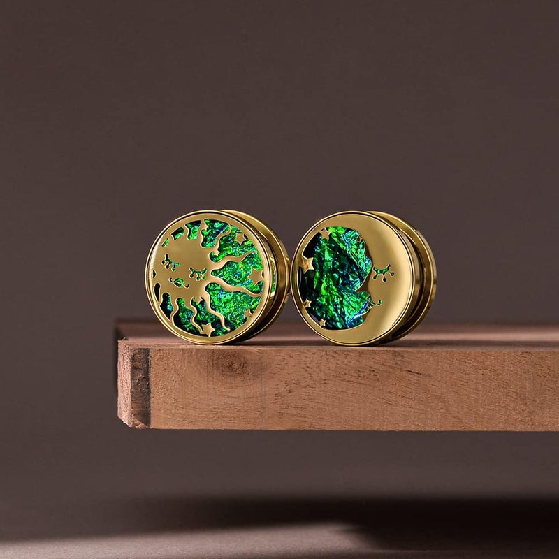 ERKUOO 2PCS Sun Moon Ear Gauges Screw Ear Tunnels Plugs Flesh Stretchers Piercing Earrings Hangers Expander 00g(10mm) - Image 3