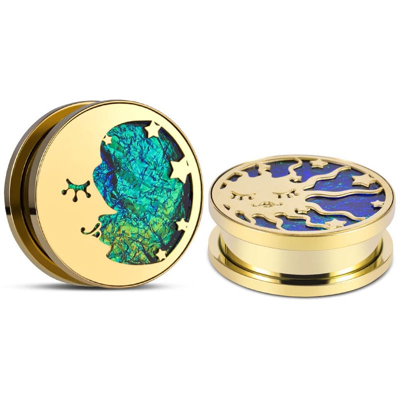 ERKUOO 2PCS Sun Moon Ear Gauges Screw Ear Tunnels Plugs Flesh Stretchers Piercing Earrings Hangers Expander 00g(10mm) - Image 1
