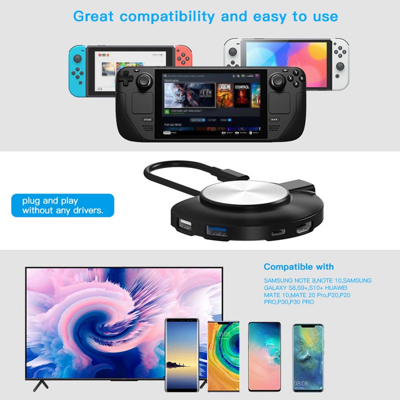 محول شاشة تلفزيون عالمي لـ JYS Steam Deck/Switch OLED/Switch مع منفذ شبكي محول تلفزيون محمول ومقبض محول شبكة LAN - Image 4