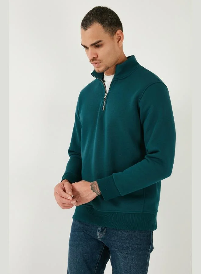Buratti  Buratti Cotton Regular Fit Half Zipper Stand Collar Sweat Men's SWEAT 59052592 for Men | Best Price UAE