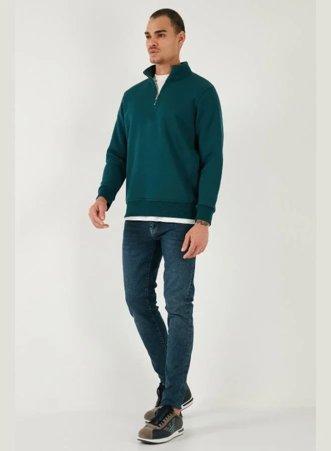 Buratti  Buratti Cotton Regular Fit Half Zipper Stand Collar Sweat Men's SWEAT 59052592 for Men | Best Price UAE