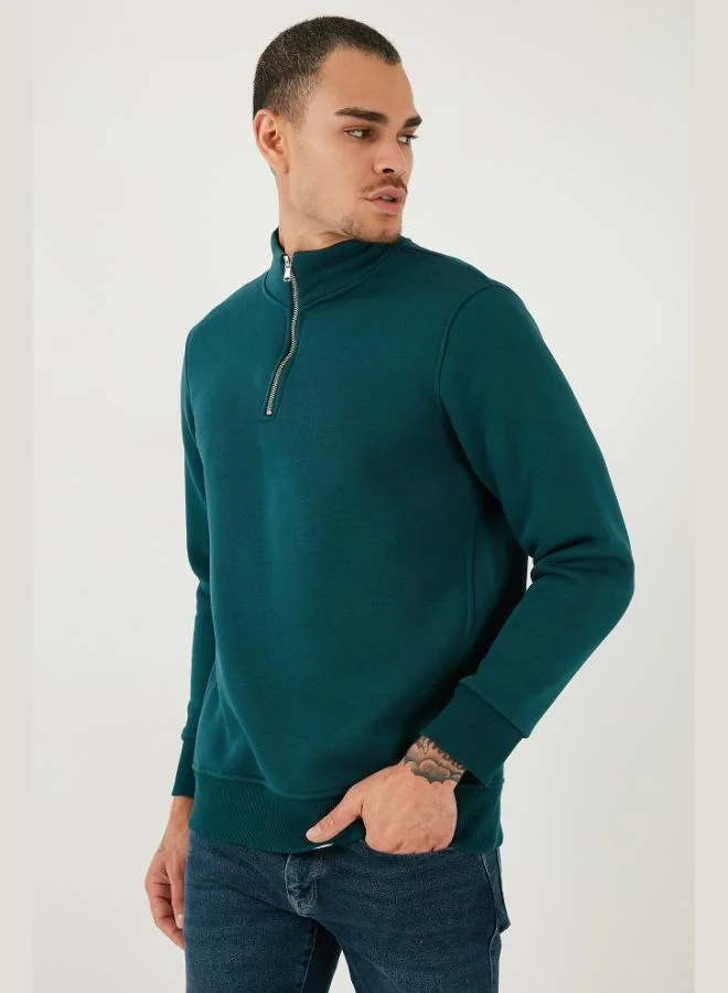 Buratti  Buratti Cotton Regular Fit Half Zipper Stand Collar Sweat Men's SWEAT 59052592 for Men | Best Price UAE