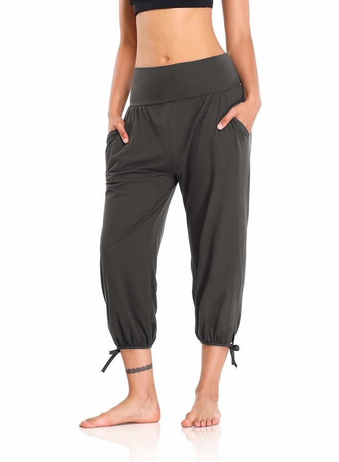 DIBAOLONG Womens Yoga Pants Capri Loose Workout Sweatpants Comfy Lounge Joggers with Pockets, Dark Gray, M - Image 2