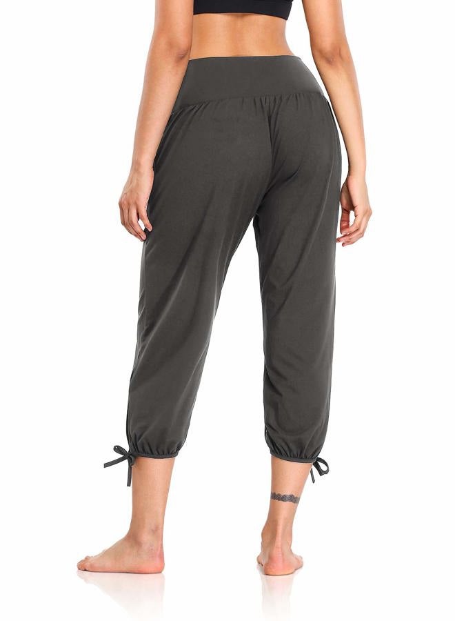 DIBAOLONG Womens Yoga Pants Capri Loose Workout Sweatpants Comfy Lounge Joggers with Pockets, Dark Gray, M - Image 5