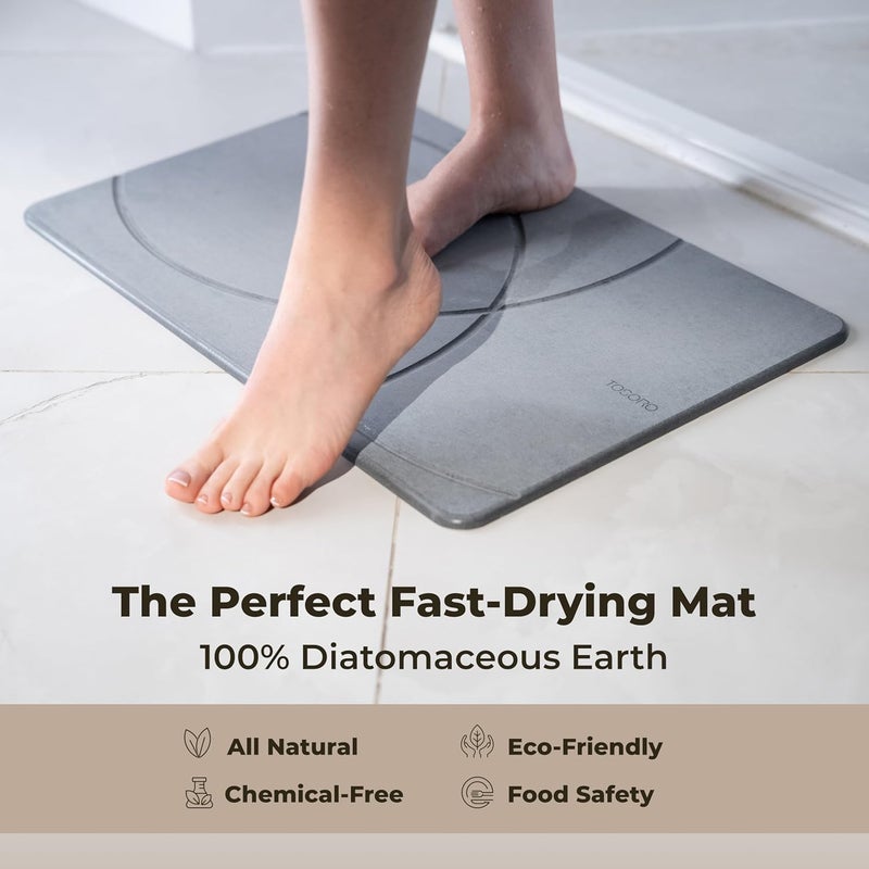 TOSORO Stone Bath Mat, Diatomaceous Earth Non-Slip Stone Shower Mat - Quick Drying Absorbent Bath Mats for Bathroom - Elegant & Modern Design, Easy to Clean (23.5 x 15) - Graphite - Image 4