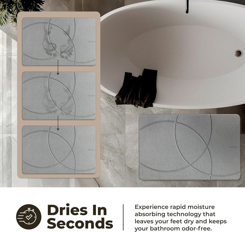 TOSORO Stone Bath Mat, Diatomaceous Earth Non-Slip Stone Shower Mat - Quick Drying Absorbent Bath Mats for Bathroom - Elegant & Modern Design, Easy to Clean (23.5 x 15) - Graphite - Image 3