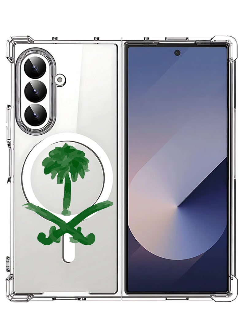 Theodor Magnetic Case for Samsung Galaxy Z Fold 7 Compatible with MagSafe Wireless Charging, Shockproof Phone Bumper Cover KSA symbol - Image 1