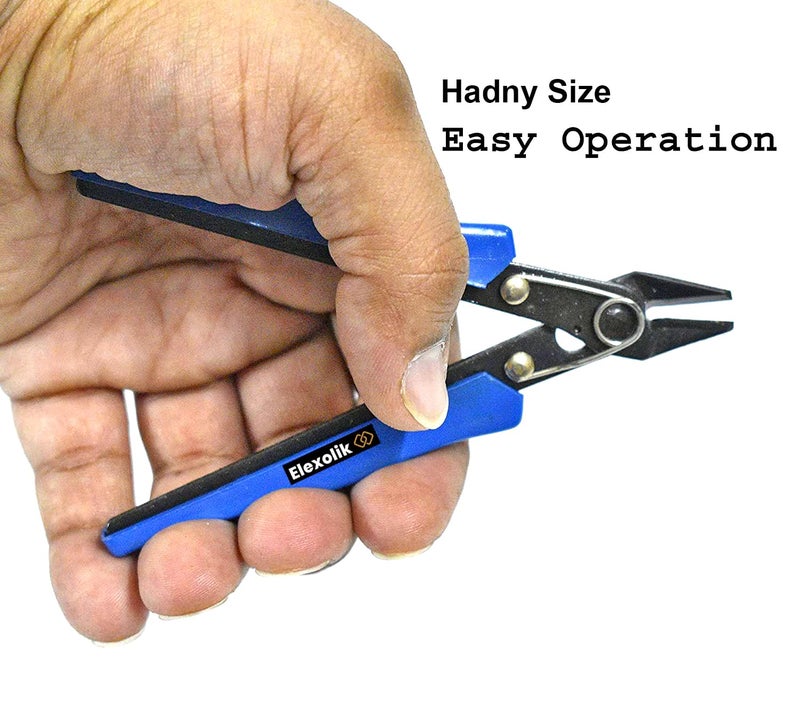 Elexolik Wire Cutter Nipper Tool with Sharp Edge Blades for Cutting and Pilling Steel, Copper, Aluminium Wires Use for Multipurpose Servicing Electrician Work (Lenght : 12cm,1Pc) Blue - Image 3
