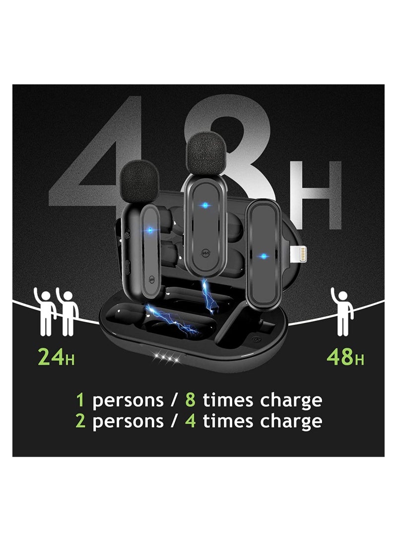 Wireless Microphones with Charging Case Portable Video Recording Studio Rechargeable Mic Receiver Low Latency Interview (2 Lightning MIC)  - Image 3