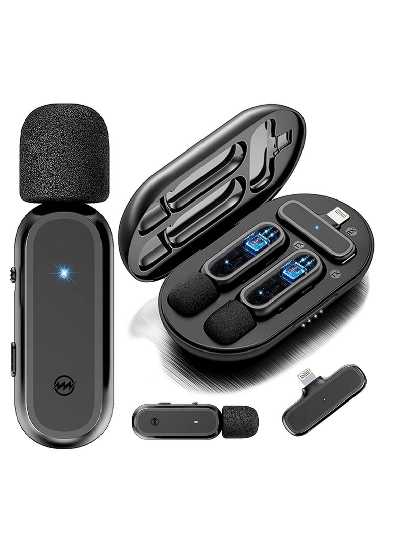 Wireless Microphones with Charging Case Portable Video Recording Studio Rechargeable Mic Receiver Low Latency Interview (2 Lightning MIC)  - Image 2