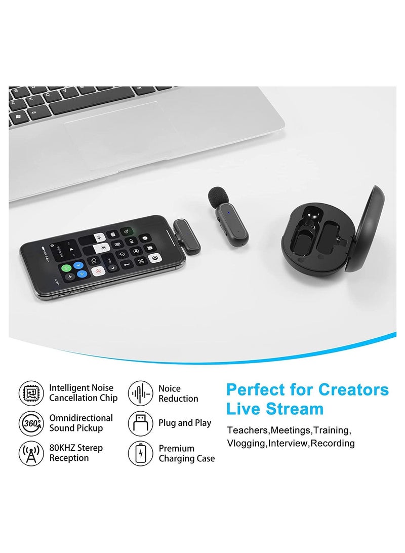 Wireless Microphones with Charging Case Portable Video Recording Studio Rechargeable Mic Receiver Low Latency Interview (2 Lightning MIC)  - Image 5