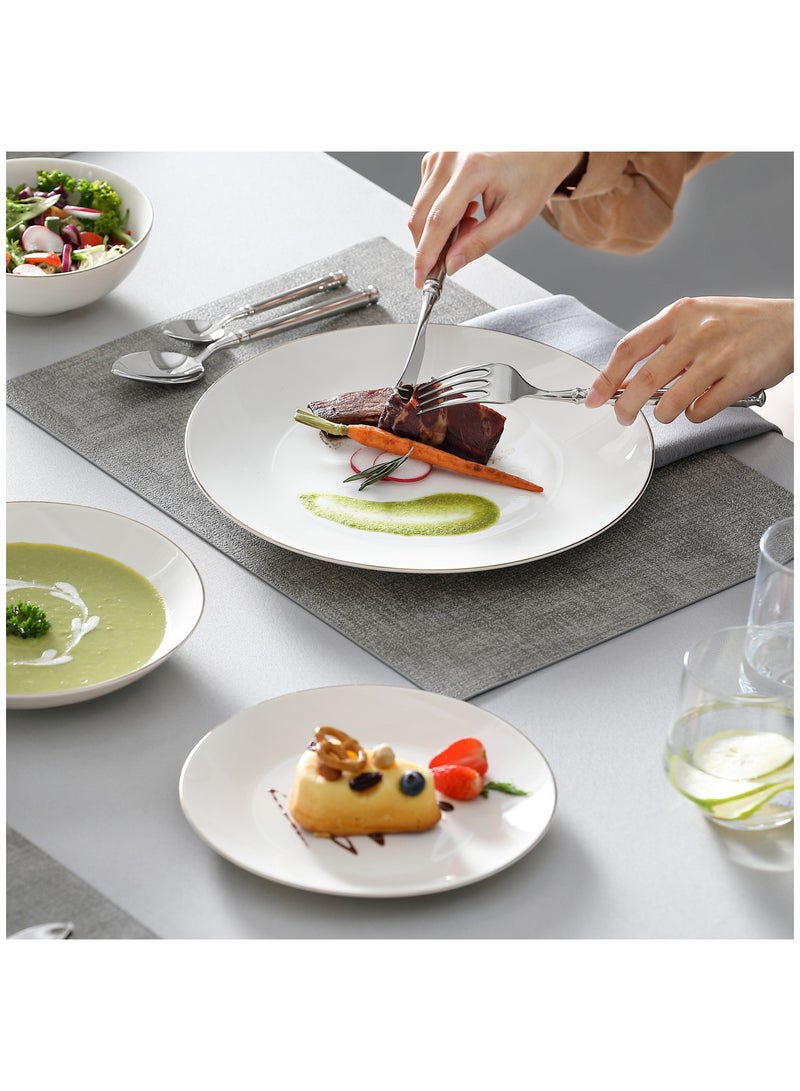 vancasso 16-Piece Dinnerware Set, New Bone China Dinner Set for 4 Persons, with Dinner Plates, Dessert Plates, Soup Plates, Bowls, White with Gold-Rimmed Edge - Image 4