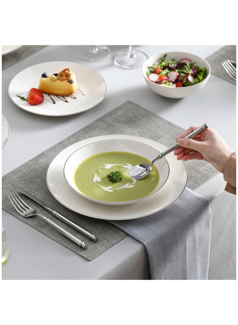 vancasso 16-Piece Dinnerware Set, New Bone China Dinner Set for 4 Persons, with Dinner Plates, Dessert Plates, Soup Plates, Bowls, White with Gold-Rimmed Edge - Image 3