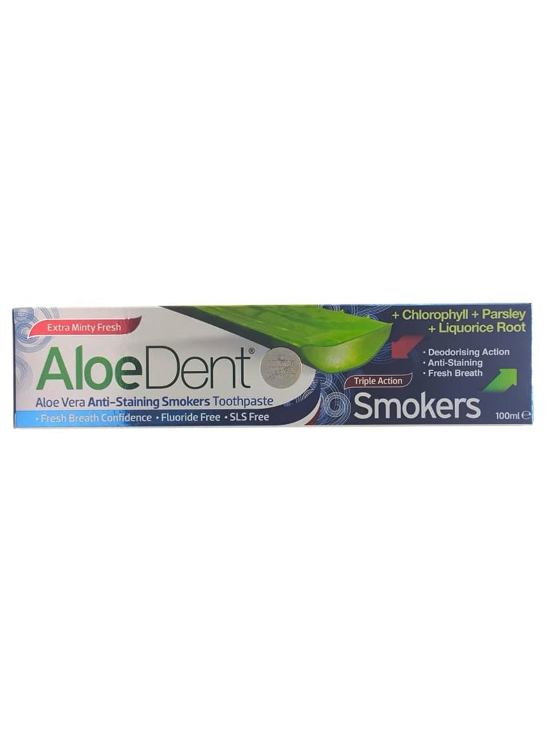 AloeDent Aloe Vera Anti-Staining Smokers Toothpaste Triple Action 100 ml - Image 1