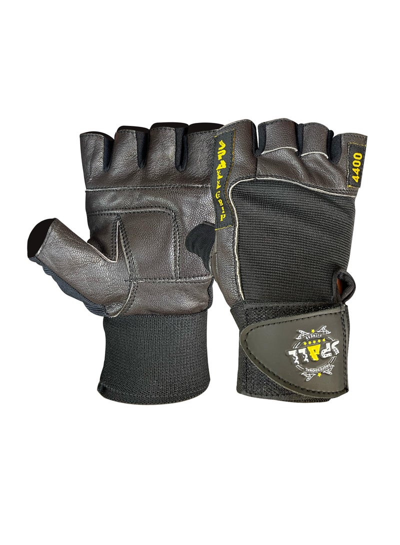 سبال قفازات تمرين من الجلد الحقيقي، قفازات رياضية قابلة للتنفس، قفازات رفع الأثقال للرجال والنساء، قفازات رياضية بدون أصابع مع دعم للمعصم، تدريب رفع الأثقال وركوب الدراجات - Image 1