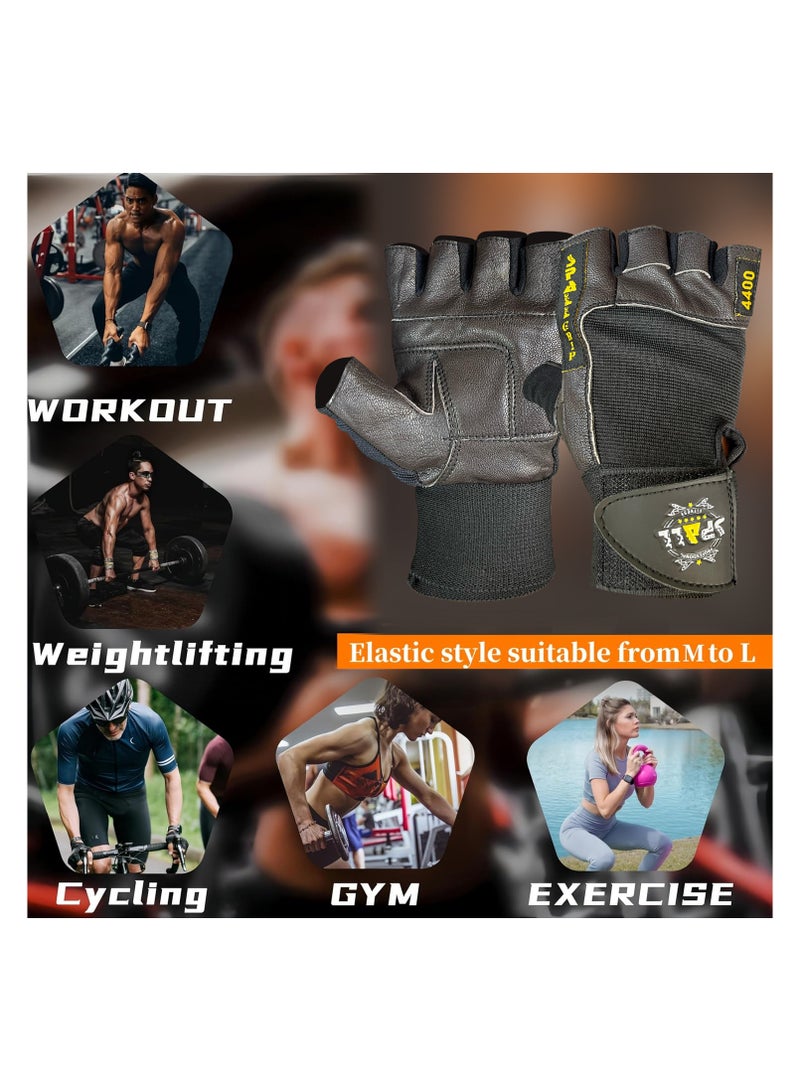 سبال قفازات تمرين من الجلد الحقيقي، قفازات رياضية قابلة للتنفس، قفازات رفع الأثقال للرجال والنساء، قفازات رياضية بدون أصابع مع دعم للمعصم، تدريب رفع الأثقال وركوب الدراجات - Image 3