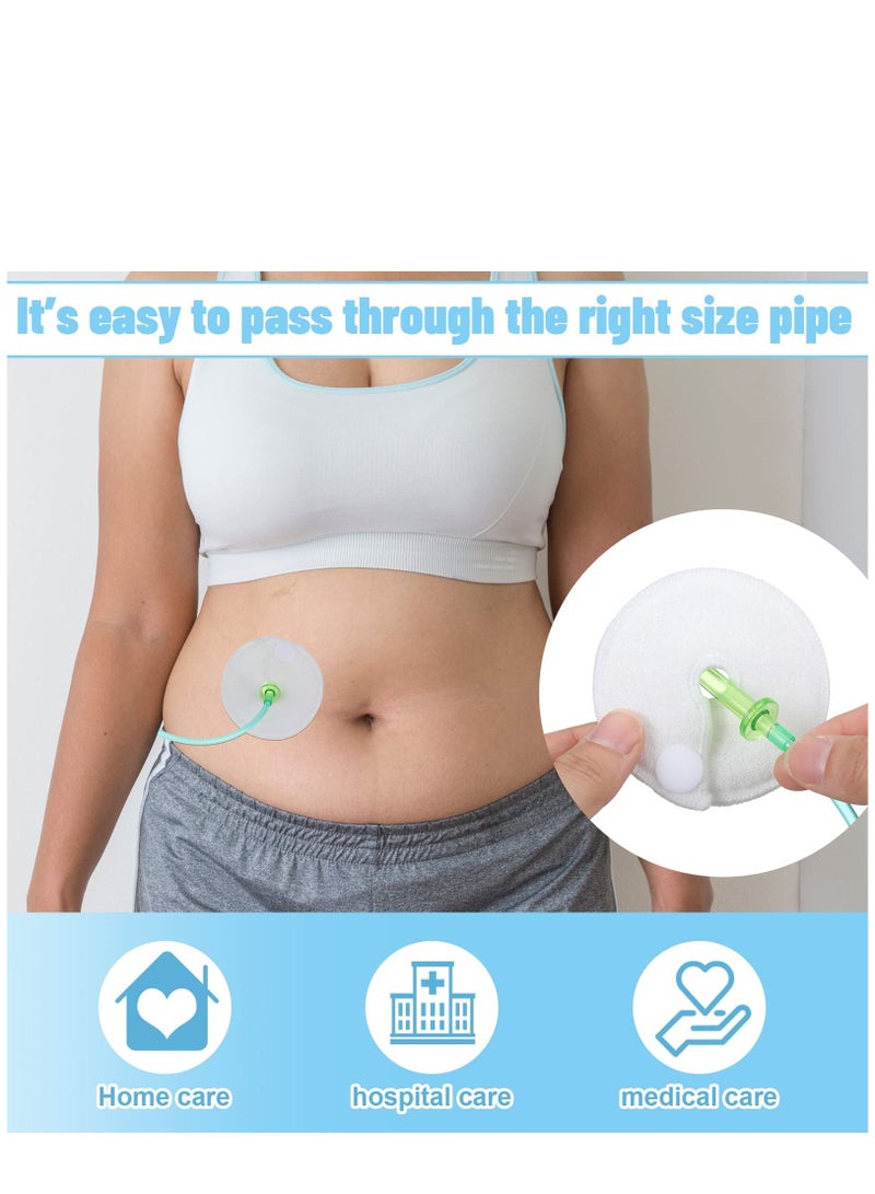 KASTWAVE 20 Pack G Tube Button Covers G Tube Pads Holder Peritoneal Abdominal Feeding Tube Supplies Soft Absorbent Cotton Pads Nursing Pads Peg Tube Accessories, White, 3 Inch - Image 2
