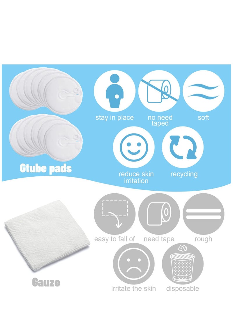 KASTWAVE 20 Pack G Tube Button Covers G Tube Pads Holder Peritoneal Abdominal Feeding Tube Supplies Soft Absorbent Cotton Pads Nursing Pads Peg Tube Accessories, White, 3 Inch - Image 5