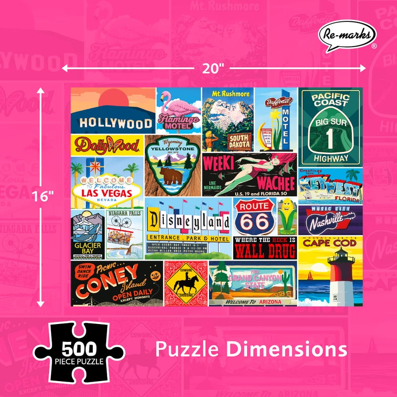 Re-marks Road Trip Vintage Signs 500-Piece Jigsaw Puzzle for All Ages - Image 3