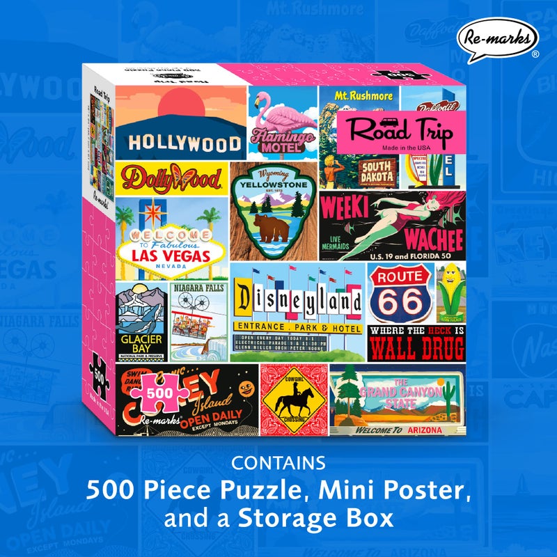 Re-marks Road Trip Vintage Signs 500-Piece Jigsaw Puzzle for All Ages - Image 2
