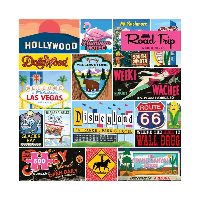Re-marks Road Trip Vintage Signs 500-Piece Jigsaw Puzzle for All Ages - Image 1