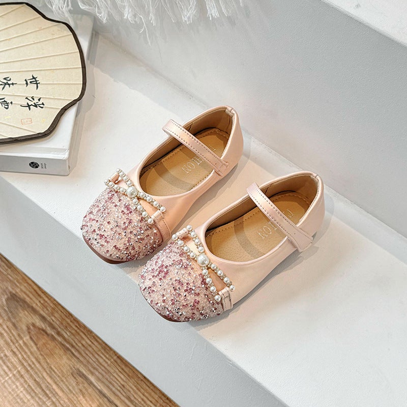 Princess Shoes for Girls 2026 Spring and Autumn New Low-Heeled Dress Shoes Children''s Runway Performance Leather Shoes Crystal Shoes - Image 1
