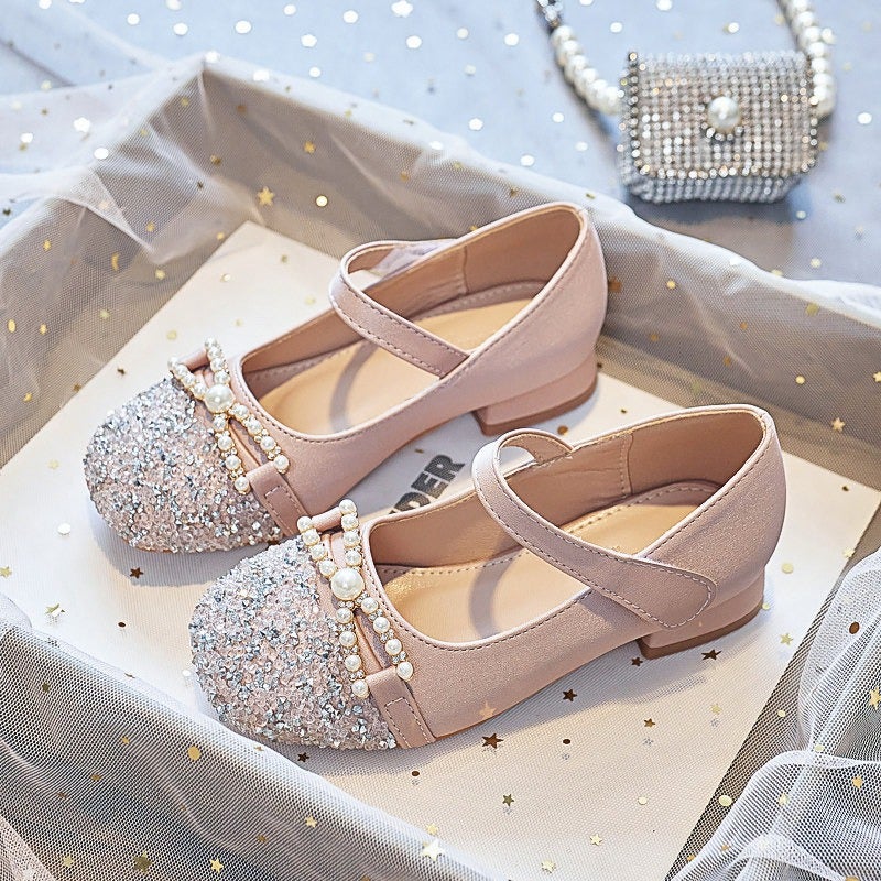 Princess Shoes for Girls 2026 Spring and Autumn New Low-Heeled Dress Shoes Children''s Runway Performance Leather Shoes Crystal Shoes - Image 3