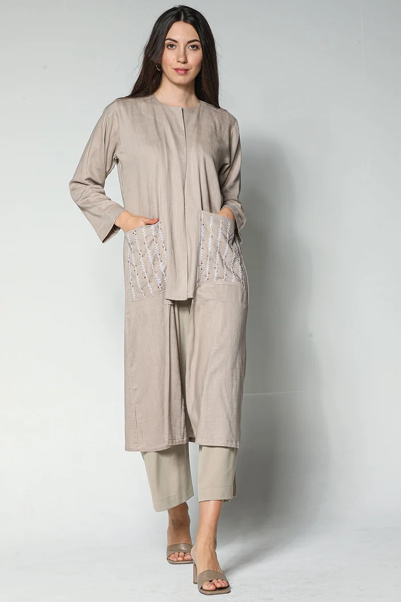 Moistreet Pocket Detailed Crepe Top & Pants Set