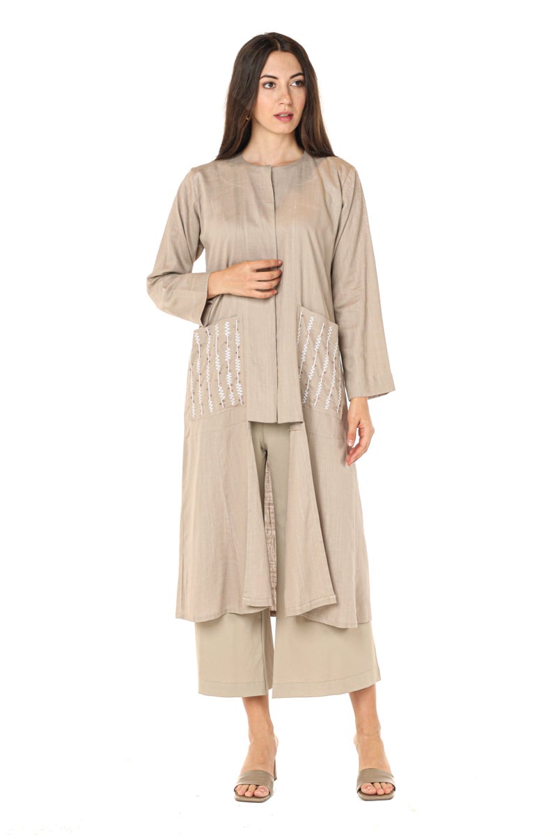 Moistreet Pocket Detailed Crepe Top & Pants Set - Image 2