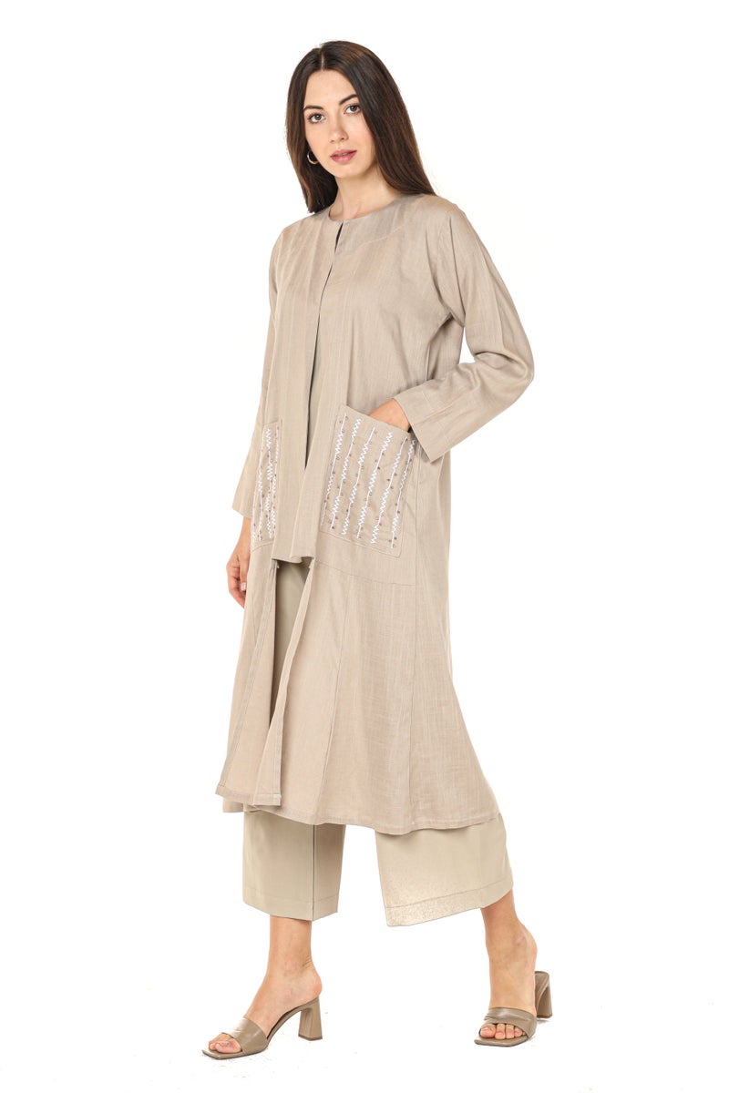 Moistreet Pocket Detailed Crepe Top & Pants Set - Image 3