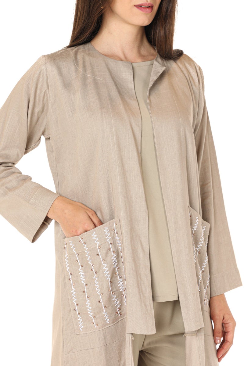 Moistreet Pocket Detailed Crepe Top & Pants Set - Image 5