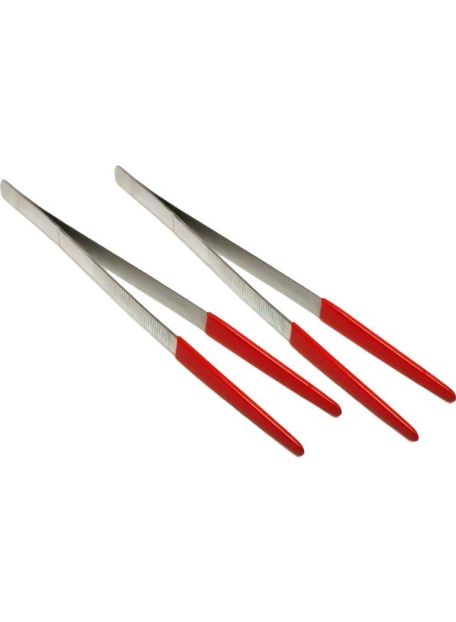 FindingKing 2 Forceps Tweezers 12" Plastic Coated Chemical Tools