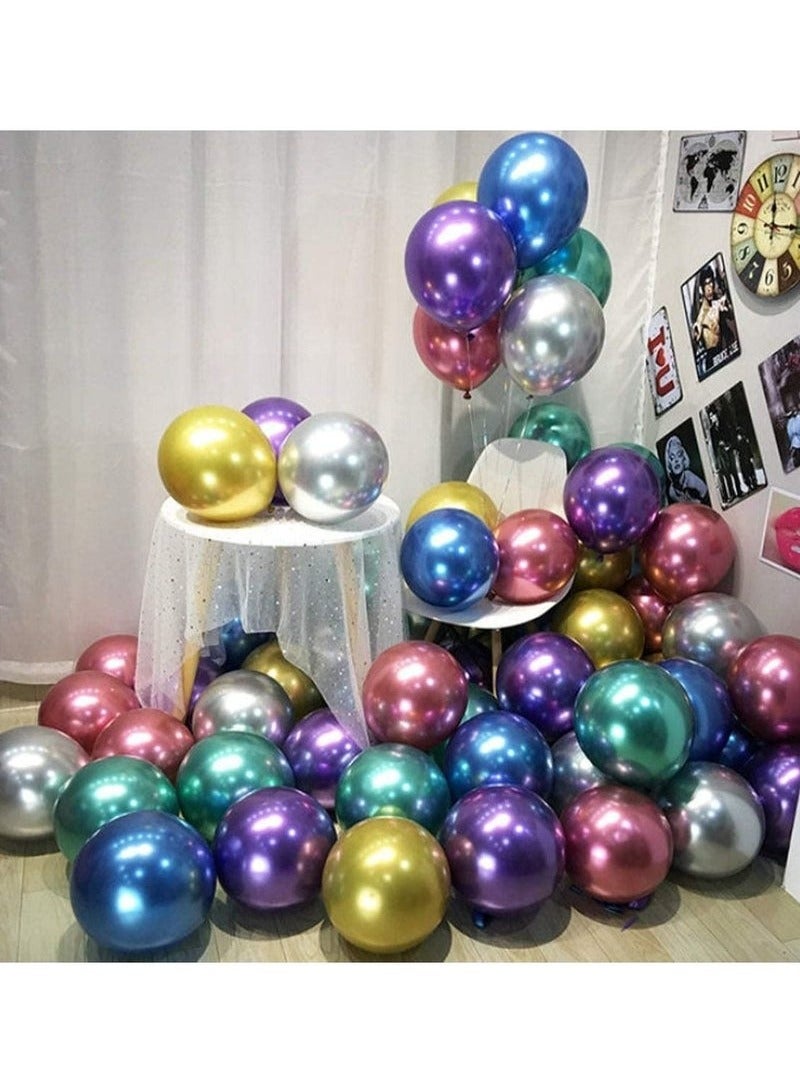 بالونات هيليوم معدنية كرومية متعددة الألوان، عبوة من 60 قطعة - Image 2