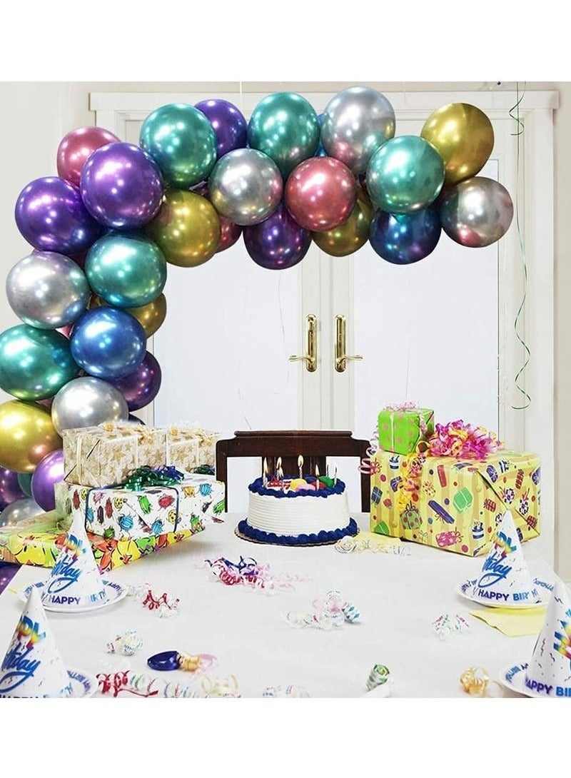 بالونات هيليوم معدنية كرومية متعددة الألوان، عبوة من 60 قطعة - Image 3