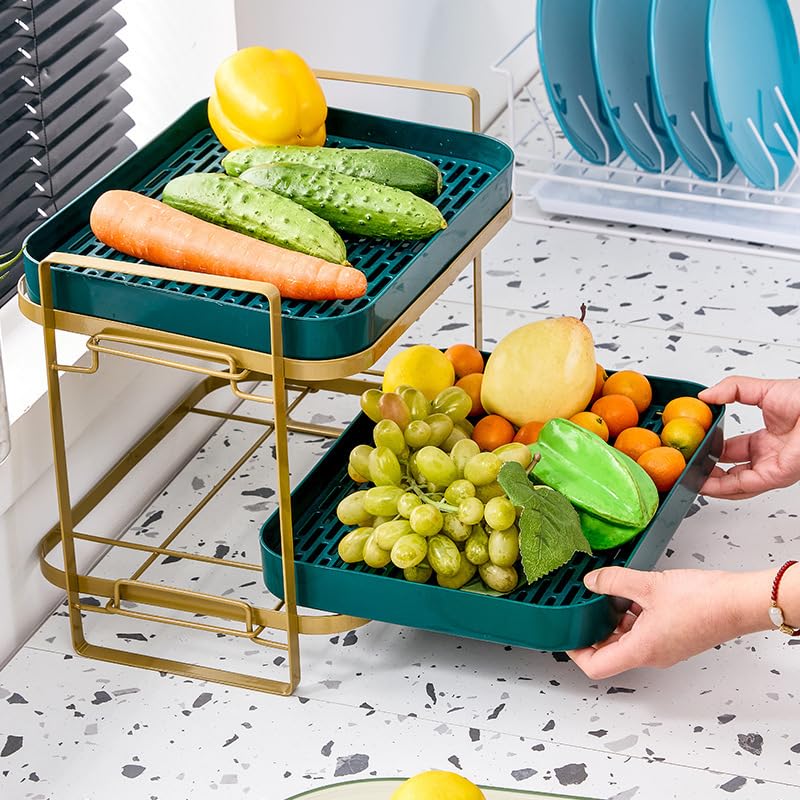 Ndola Double Drain Shelf Organiser Multipurpose Storage Rack for Bathroom Room Kitchen Cosmetics Stationery Wardrobe Sink Utensils Vegetable Drying Shelf 1 - Image 1