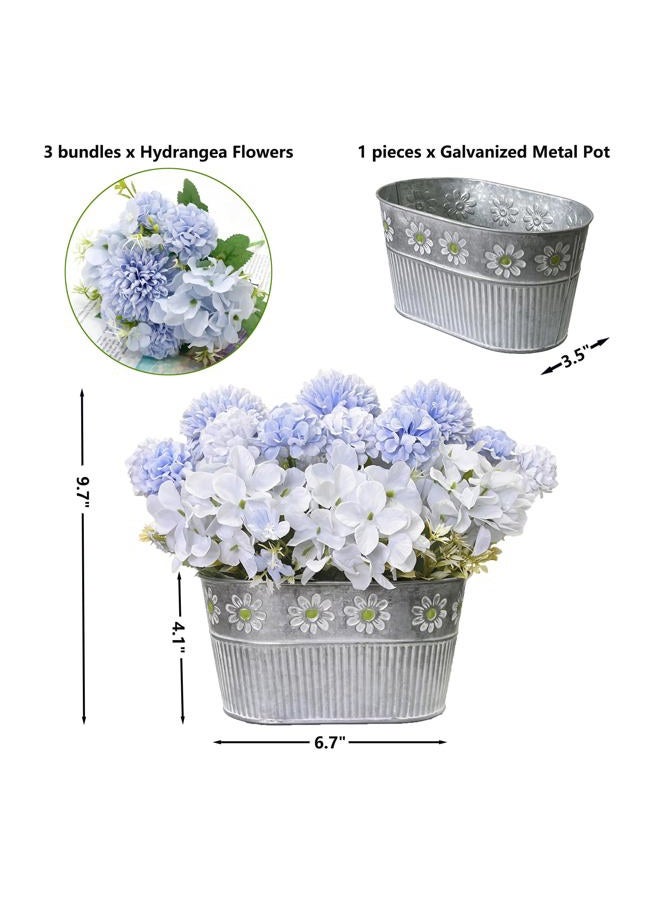 CANCLEAR Artificial Hydrangea Potted Flower, Silk Flowers Arrangement for Table Centerpieces Décor, Flower Bouquet for Wedding Decoration, Blue - Image 4