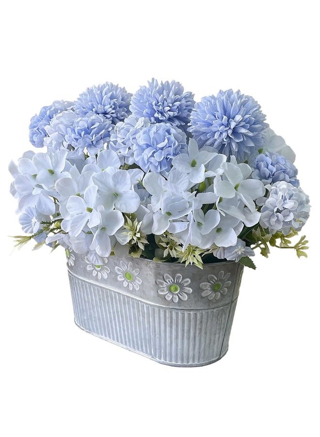 CANCLEAR Artificial Hydrangea Potted Flower, Silk Flowers Arrangement for Table Centerpieces Décor, Flower Bouquet for Wedding Decoration, Blue - Image 1