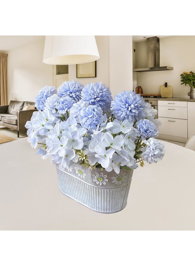 CANCLEAR Artificial Hydrangea Potted Flower, Silk Flowers Arrangement for Table Centerpieces Décor, Flower Bouquet for Wedding Decoration, Blue - Image 3