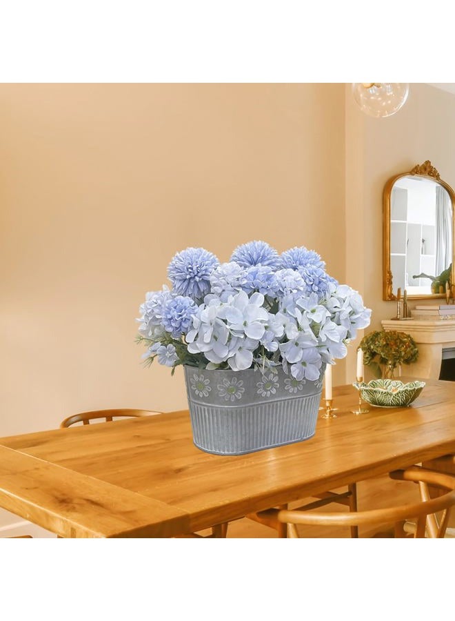 CANCLEAR Artificial Hydrangea Potted Flower, Silk Flowers Arrangement for Table Centerpieces Décor, Flower Bouquet for Wedding Decoration, Blue - Image 5