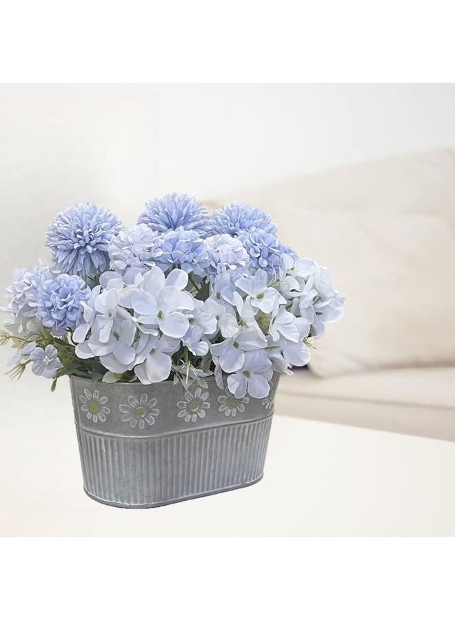 CANCLEAR Artificial Hydrangea Potted Flower, Silk Flowers Arrangement for Table Centerpieces Décor, Flower Bouquet for Wedding Decoration, Blue - Image 2
