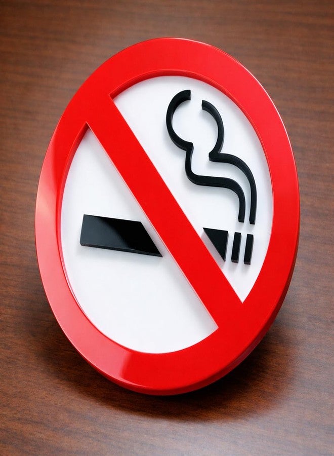Berrybox No Smoking Sign Board for Glass Door & Walls | Premium Acrylic Self Adhesive Smoking Prohibited Signage | Red White Warning Safety Sign for Office Shop Cafe Hotel Restaurant - Image 1