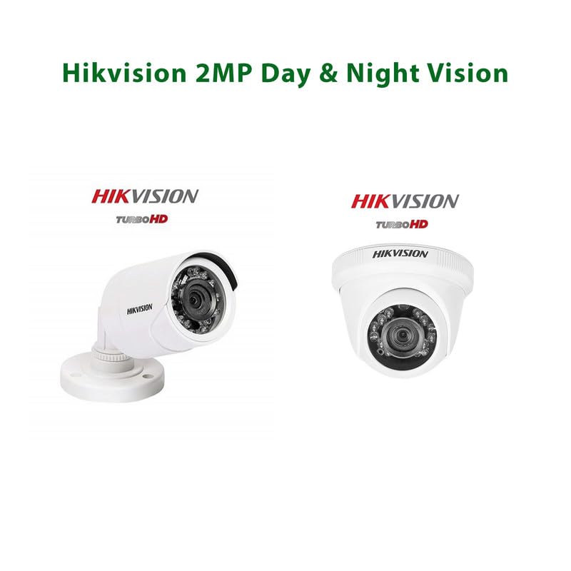 Clocite مجموعة كاميرات Clocite HIKVISION 4 قناة DVR مع كاميرتين قبة بدقة 2 ميجابكسل رؤية نهارية وليلية 500 جيجابايت HDD لفة كابل 13 4 CH مزود طاقة BNC DC مجموعة كاملة - Image 2