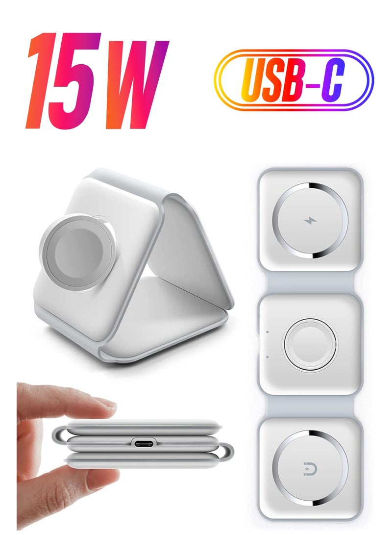 ELTRAZONE Wireless Charging, 3 in 1 Wireless Charger,Wireless Magnetic Fast Charging Foldable Dock station Charger for iPhone 13/12/11/8/Pro/Max,for iWatch,forAirPods 3/2/Pro and for Samsung  - Image 1