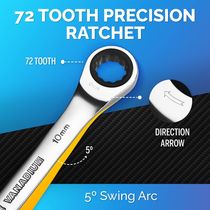 TOOLGUARDS 10mm Ratchet Wrench SLIM DESIGN 10mm Wrench - Image 3