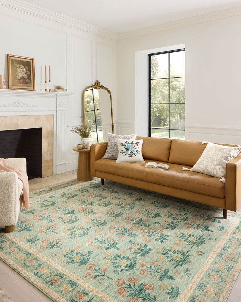 Loloi Rifle Paper Co. Eden Collection EDE-01 Mughal Rose Moss 5'-0" x 7'-6" Area Rug feat. CloudPileâ„¢ - Image 1