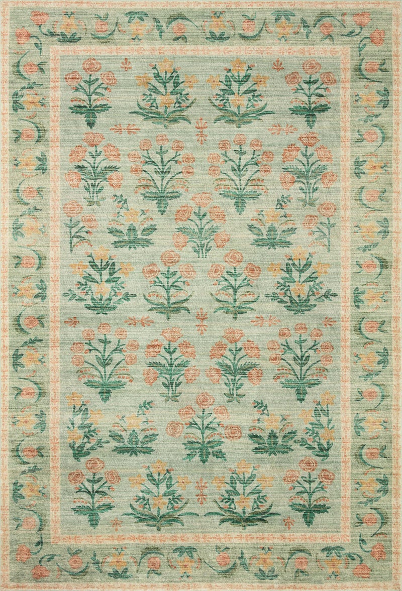 Loloi Rifle Paper Co. Eden Collection EDE-01 Mughal Rose Moss 5'-0" x 7'-6" Area Rug feat. CloudPileâ„¢ - Image 2