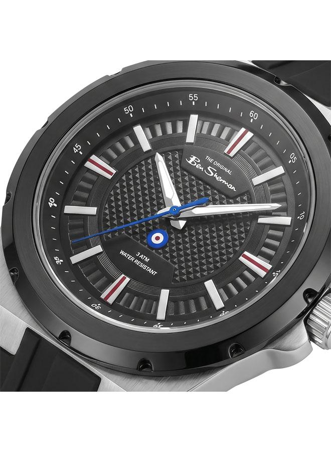 Ben Sherman Gloucester Black Dial Black Silicone Strap Analog Watch for Men, 43mm - Image 2